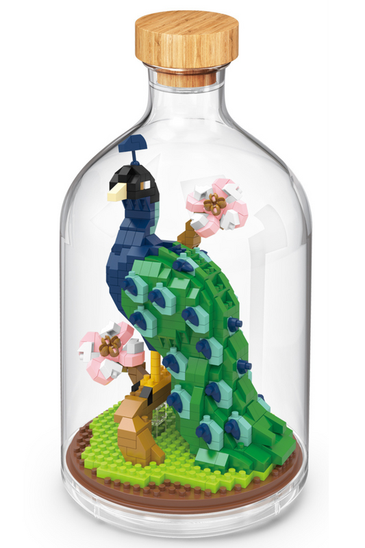 Pfau in der Flasche