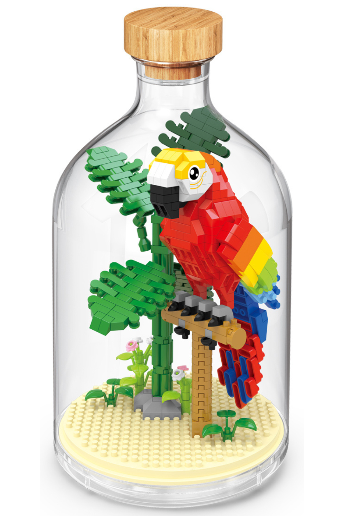 Papagei in der Flasche