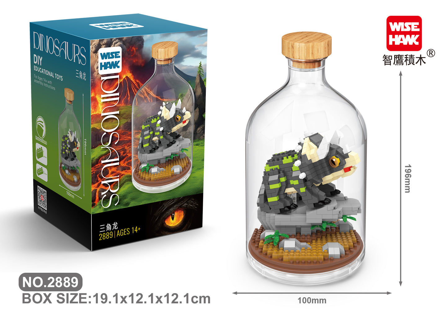Triceratops in der Flasche