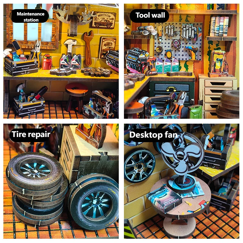 DIY BookNook Autowerkstatt Dollhouse Reparatur  – Miniatur Auto-Garage | Kreatives Book Nook Bastelset für Erwachsene & Sammler