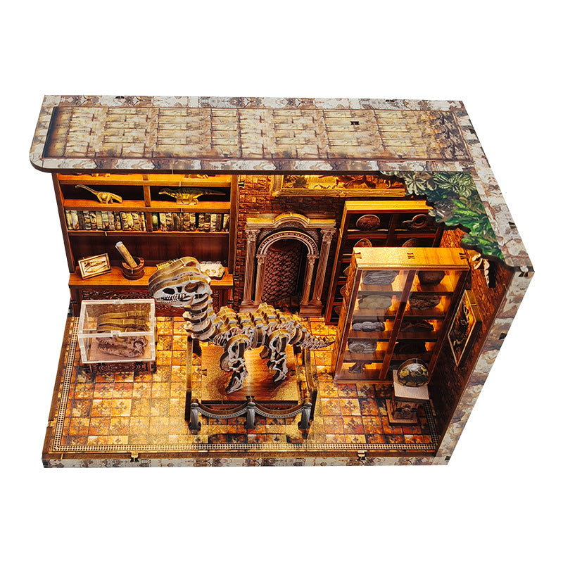 3D Dinosaurier Museum Holzpuzzles für Erwachsene, DIY Miniatur Puppenhaus Book Nook Kit, Eingebaute LED Modell Kit Hobby Geschenke für Erwachsene Teens Home Decor für Teenager und Männer