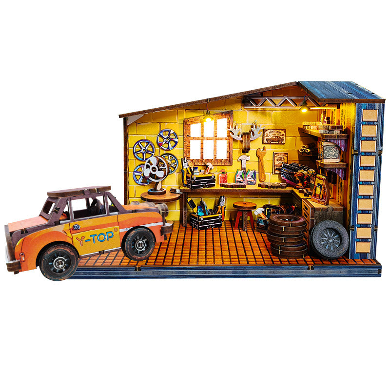 DIY BookNook Autowerkstatt Dollhouse Reparatur  – Miniatur Auto-Garage | Kreatives Book Nook Bastelset für Erwachsene & Sammler